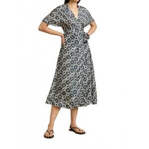 NEW HANNAH ARTWEAR clementine midi dress in pathway charcoal